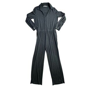 Soft Surroundings Jumpsuit‎ Size S Tamara Cozy Jersey Zip Front Long Sleeve Gray